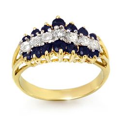 1.02 CTW Blue Sapphire & Diamond Ring 10K Yellow Gold - REF-27Y3K - 12326