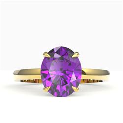 2.50 CTW Amethyst Designer Inspired Solitaire Ring 18K Yellow Gold - REF-36K2W - 22050