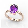 Image 2 : 2.50 CTW Amethyst Designer Inspired Solitaire Ring 14K Rose Gold - REF-24Y5K - 22048