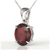 Image 1 : 3.50 CTW Garnet Designer Inspired Solitaire Necklace 18K White Gold - REF-29W3F - 21863