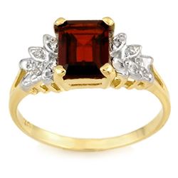 2.37 CTW Garnet & Diamond Ring 10K Yellow Gold - REF-19K6W - 11429