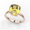 Image 2 : 6 CTW Cushion Cut Citrine Designer Inspired Engagement Ring 14K Rose Gold - REF-31X6T - 22177
