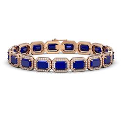 26.21 CTW Sapphire & Diamond Halo Bracelet 10K Rose Gold - REF-326A9X - 41385