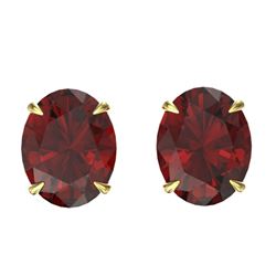 7 CTW Garnet Designer Inspired Solitaire Stud Earrings 18K Yellow Gold - REF-34F9N - 21664