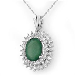10.11 CTW Emerald & Diamond Pendant 18K White Gold - REF-272W8F - 14207