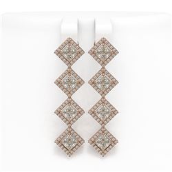 5.92 CTW Princess Cut Diamond Designer Earrings 18K Rose Gold - REF-1094W9F - 42855