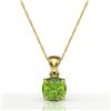 Image 2 : 2 CTW Cushion Cut Peridot Designer Solitaire Necklace 18K Yellow Gold - REF-28Y2K - 21954