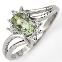 0.70 CTW Green Sapphire & Diamond Ring 10K White Gold - REF-18X2T - 10565
