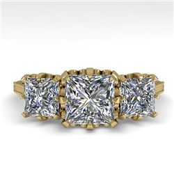 2 CTW Past Present Future Certified VS/SI Princess Diamond Ring 18K Yellow Gold - REF-414N2Y - 35785
