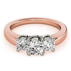1.33 CTW Certified VS/SI Diamond 3 Stone Ring 18K Rose Gold - REF-262X9T - 28069