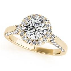 1.5 CTW Certified VS/SI Diamond Solitaire Halo Ring 18K Yellow Gold - REF-387M5H - 26385