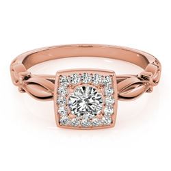 0.55 CTW Certified VS/SI Diamond Solitaire Halo Ring 18K Rose Gold - REF-88Y2K - 26255