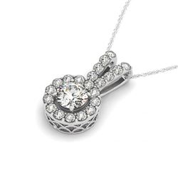 1.5 CTW Certified SI Diamond Solitaire Halo Necklace 14K White Gold - REF-200T2M - 30226