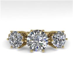 2 CTW Past Present Future Certified VS/SI Diamond Ring 18K Yellow Gold - REF-414F2N - 35911