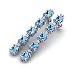 8.36 CTW Aquamarine & VS/SI Certified Diamond Tennis Earrings 10K White Gold - REF-91W3F - 29388