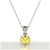 Image 2 : 2 CTW Citrine Designer Inspired Solitaire Necklace 18K White Gold - REF-26M2H - 22018