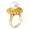 Image 2 : 3.0 CTW Yellow Sapphire & Pearl Ring 10K Yellow Gold - REF-70M9H - 10349
