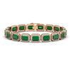 Image 1 : 26.21 CTW Emerald & Diamond Halo Bracelet 10K Rose Gold - REF-368N8Y - 41379