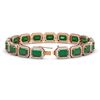 Image 2 : 26.21 CTW Emerald & Diamond Halo Bracelet 10K Rose Gold - REF-368N8Y - 41379