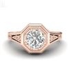 Image 2 : 0.84 CTW VS/SI Diamond Solitaire Art Deco Ring 18K Rose Gold - REF-236Y4K - 37092