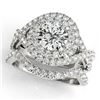 Image 1 : 2.26 CTW Certified VS/SI Diamond 2Pc Wedding Set Solitaire Halo 14K White Gold - REF-548H5A - 31037