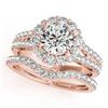 Image 1 : 2.83 CTW Certified VS/SI Diamond 2Pc Wedding Set Solitaire Halo 14K Rose Gold - REF-642A2X - 31101