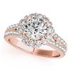 Image 2 : 2.83 CTW Certified VS/SI Diamond 2Pc Wedding Set Solitaire Halo 14K Rose Gold - REF-642A2X - 31101