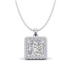 Image 1 : 1.93 CTW Princess VS/SI Diamond Solitaire Micro Pave Necklace 18K White Gold - REF-436X4T - 37172