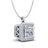 Image 4 : 1.93 CTW Princess VS/SI Diamond Solitaire Micro Pave Necklace 18K White Gold - REF-436X4T - 37172