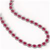 Image 2 : 52.15 CTW Ruby & Diamond Halo Necklace 10K White Gold - REF-655T3M - 40556