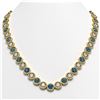Image 1 : 35.60 CTW Blue & White Diamond Designer Necklace 18K Yellow Gold - REF-4403A6X - 42679