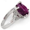 Image 2 : 4.20 CTW Amethyst & Diamond Ring 10K White Gold - REF-32X8T - 10615