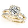 Image 1 : 1.42 CTW Certified VS/SI Diamond 2Pc Wedding Set Solitaire Halo 14K Yellow Gold - REF-382H8A - 31001