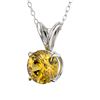 Image 2 : 0.79 CTW Certified Intense Yellow SI Diamond Solitaire Necklace 10K White Gold - REF-100M5H - 36748
