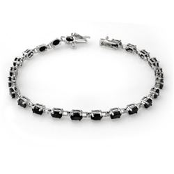 9.10 CTW Blue Sapphire Bracelet 10K White Gold - REF-46K5W - 13572