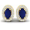 Image 1 : 1.02 CTW Sapphire & Micro Pave VS/SI Diamond Earrings Halo 18K Yellow Gold - REF-32A8X - 21194
