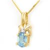 Image 1 : 0.91 CTW Blue Topaz & Diamond Pendant 10K Yellow Gold - REF-9H3A - 12816