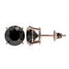 Image 2 : 2.60 CTW Fancy Black VS Diamond Solitaire Stud Earrings 10K Rose Gold - REF-52A8X - 36684