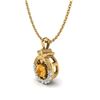 Image 2 : 0.20 CTW Citrine & Micro Pave VS/SI Diamond Halo Necklace 18K Yellow Gold - REF-22W8F - 20362
