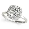 Image 2 : 1.1 CTW Certified VS/SI Cushion Diamond 2Pc Set Solitaire Halo 14K White Gold - REF-228H9A - 31409