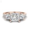 Image 2 : 2.14 CTW Princess VS/SI Diamond Art Deco 3 Stone Ring 18K Rose Gold - REF-454H5A - 37206