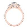 Image 4 : 2.14 CTW Princess VS/SI Diamond Art Deco 3 Stone Ring 18K Rose Gold - REF-454H5A - 37206