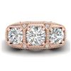 Image 2 : 2.51 CTW VS/SI Diamond Solitaire Art Deco 3 Stone Ring 18K Rose Gold - REF-436A4X - 36990
