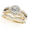 Image 1 : 1.36 CTW Certified VS/SI Diamond 2Pc Wedding Set Solitaire Halo 14K Yellow Gold - REF-220W2F - 30875