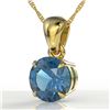 Image 1 : 2 CTW London Blue Topaz Designer Inspired Solitaire Necklace 18K Yellow Gold - REF-24K9W - 22030