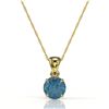 Image 2 : 2 CTW London Blue Topaz Designer Inspired Solitaire Necklace 18K Yellow Gold - REF-24K9W - 22030