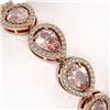 Image 4 : 16.59 CTW Morganite & Diamond Halo Bracelet 10K Rose Gold - REF-388H2A - 41103