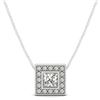 Image 2 : 0.72 CTW Princess Certified VS/SI Diamond Solitaire Halo Necklace 14K White Gold - REF-119A8X - 3023