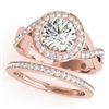 Image 1 : 2.09 CTW Certified VS/SI Diamond 2Pc Wedding Set Solitaire Halo 14K Rose Gold - REF-420F2N - 30643