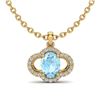 Image 1 : 2 CTW Aquamarine & Micro Pave VS/SI Diamond Necklace 10K Yellow Gold - REF-34X8T - 20623